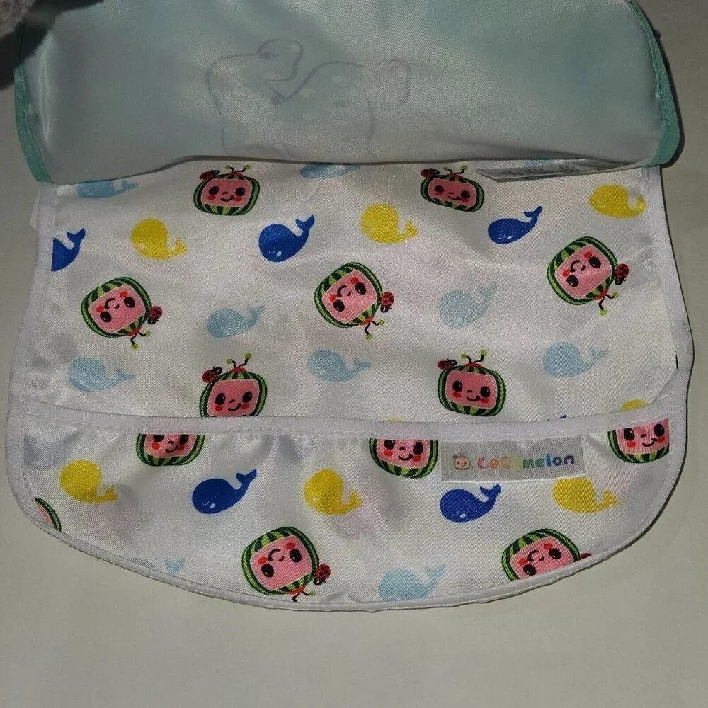 NEW 2-pack Cocomelon Bibs Crumb Catcher Pockets Water Resistant Dreamgro